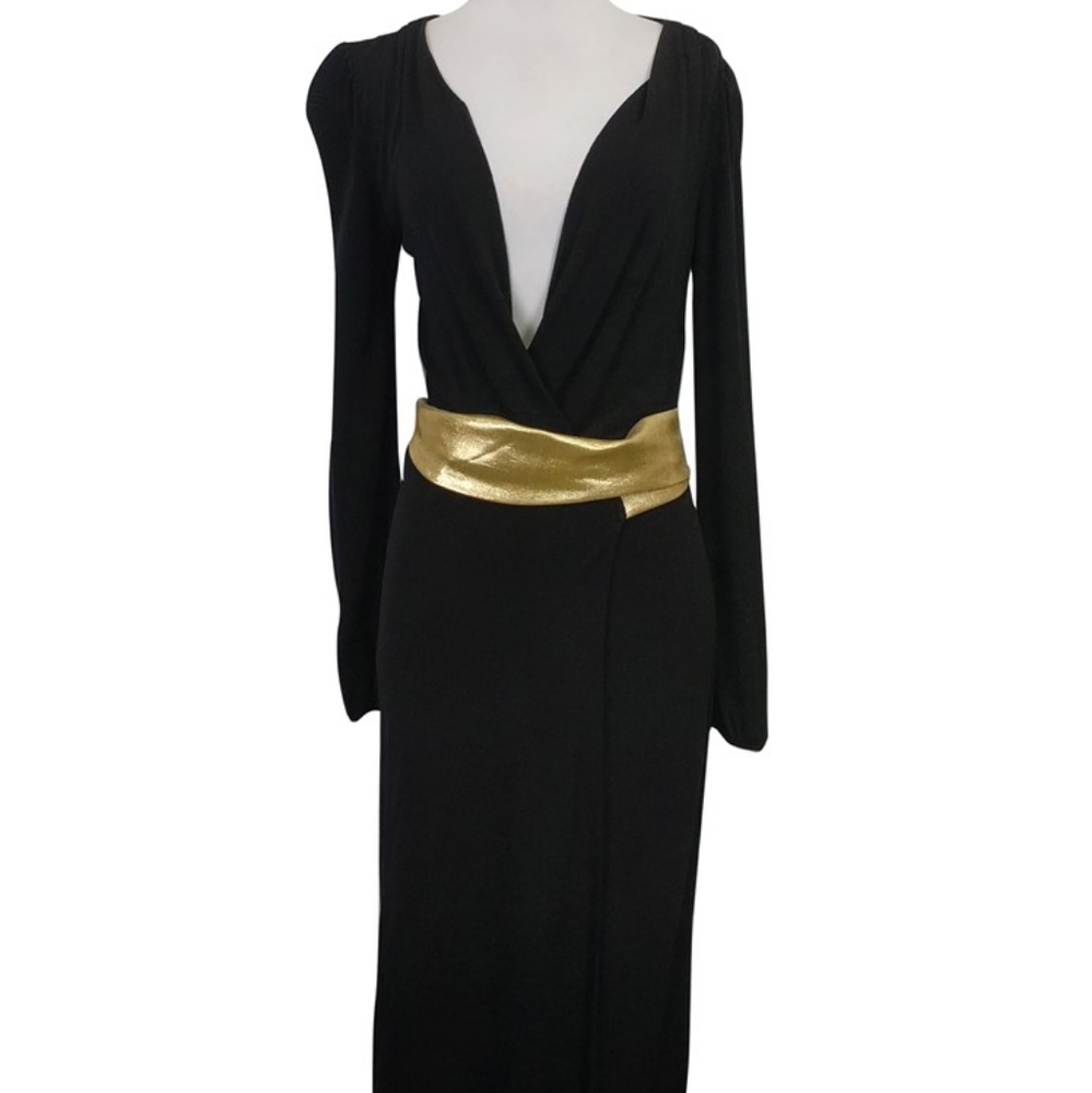 DVF; black wrap dress, never worn, easily fit size 4